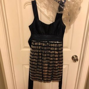 Navy and silver sequin dress